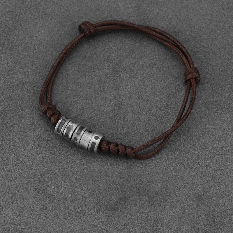 Buddhist Blessing 999 Sterling Silver Morse Code Wax Rope Blessing Bracelet