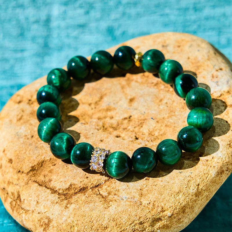 Buddhist Blessing Green Tiger Eye Positive Bracelet