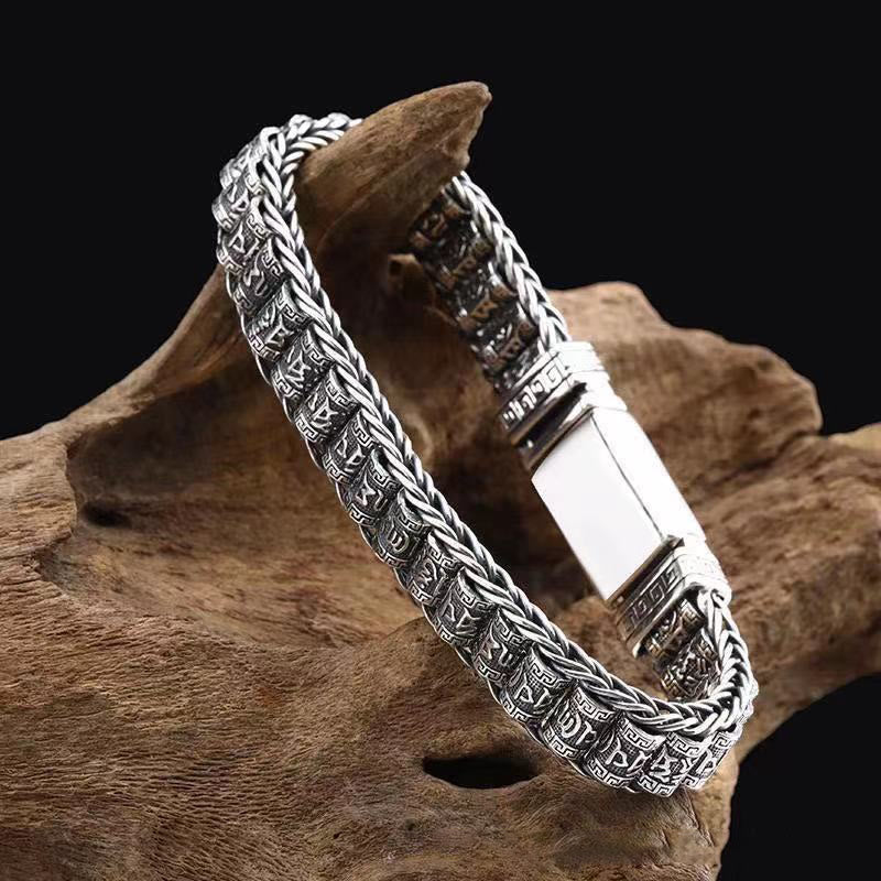 Buddhist Blessing Tibetan Copper Buckle Om Mani Padme Hum Peace Metal Bracelet