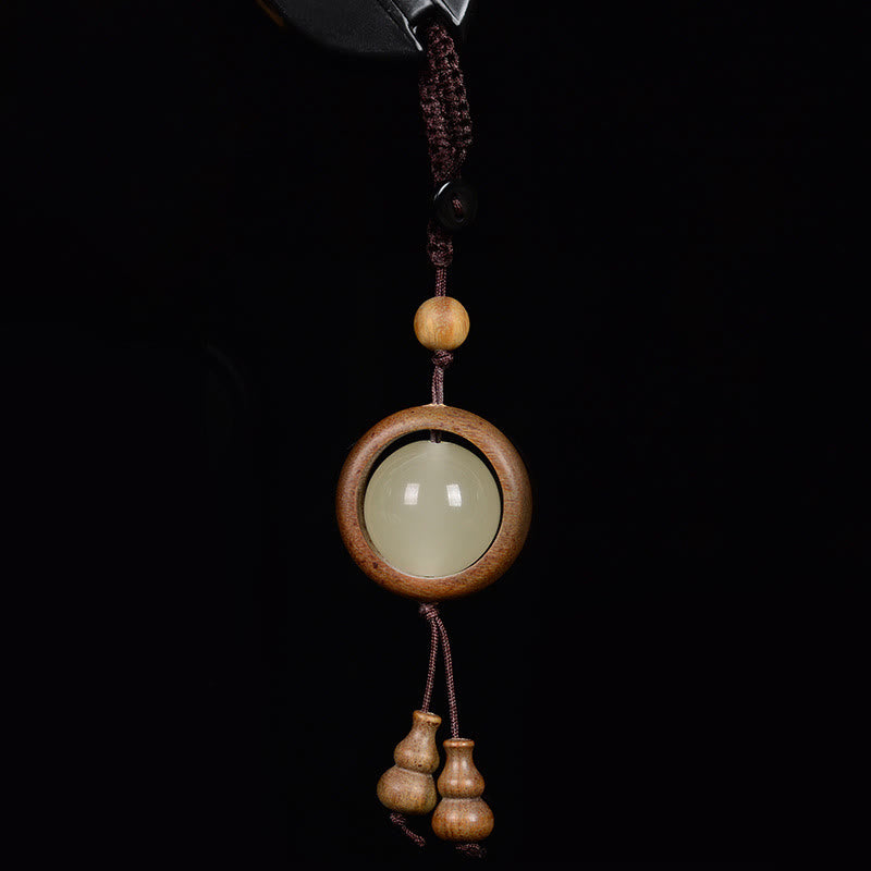 Buddhist Blessing Red Sandalwood Ebony Wood Green Sandalwood Luminous Lucky Bead Gourd Peace Key Chain