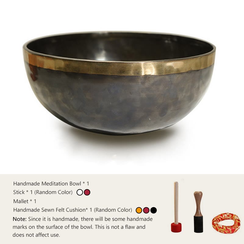 Buddhist Blessing Handmade Nepal Singing Bowl Simple Pattern for Healing and Meditation Sound Bowl Set