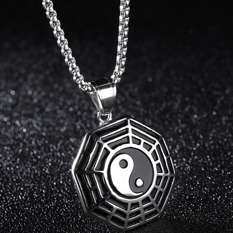 Buddhist Blessing Titanium Steel Bagua Yin Yang Pattern Balance Necklace Pendant