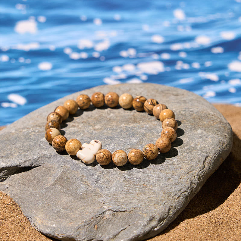 Buddhist Blessing Natural Various Stones Elephant Spiritual Strength Bracelet