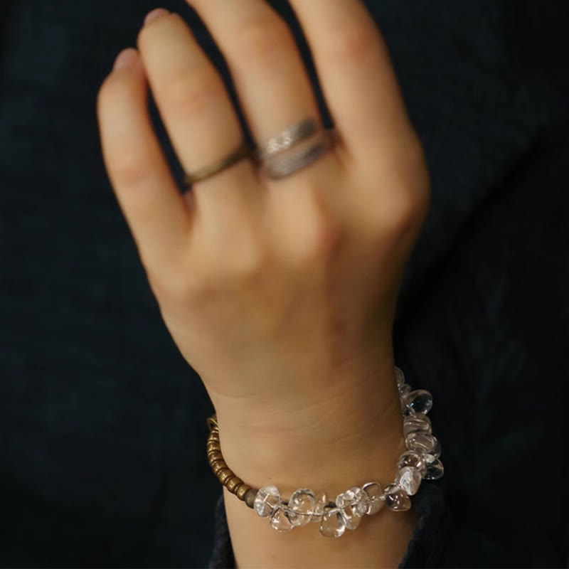 Buddhist Blessing Irregular White Crystal Copper Clarity Bracelet