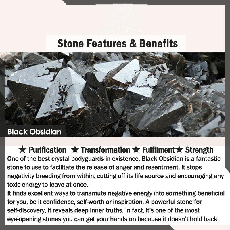 Buddhist Blessing Black Obsidian Silver Sheen Obsidian Lion Strength Bracelet