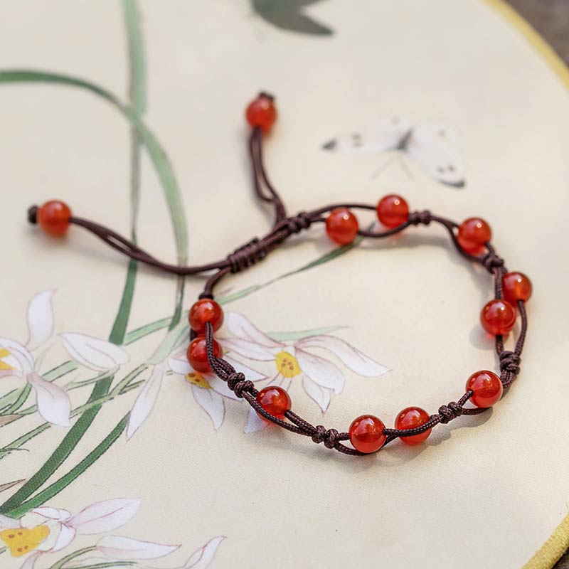 Buddhist Blessing Red Agate Moss Agate Cinnabar Calm Bracelet