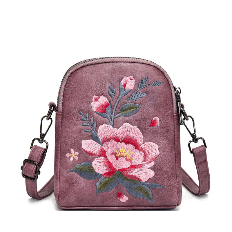 Buddhist Blessing Lotus Su Embroidery Journey Shopping Purse Shoulder Bag Crossbody Bag