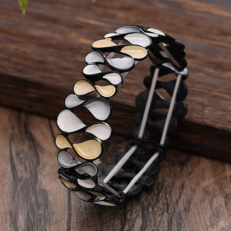 Buddhist Blessing Colorful Geometric Hollow 8-shaped Alloy Healing Elastic Bracelet Bangle