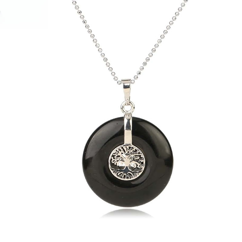 Buddhistblessing Crystal Rose Quartz Green Aventurine Amethyst The Tree Of Life Necklace Pendant