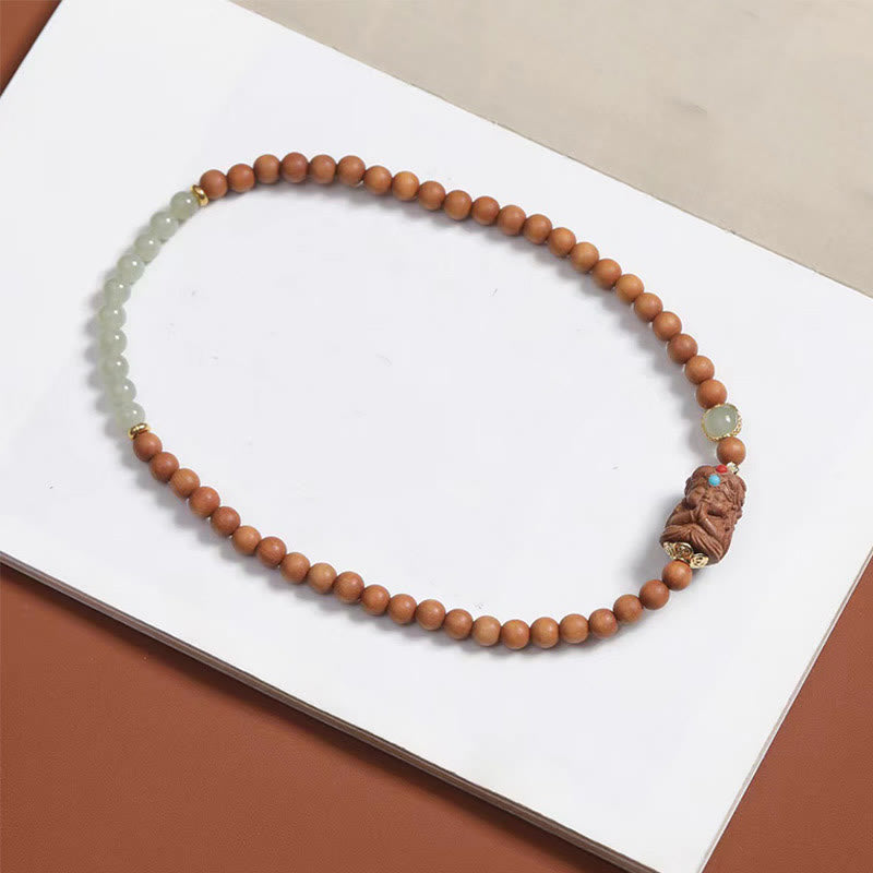 Buddhistblessing tempel Stones Tibetan Zakiram Goddess Of Wealth Hetian Jade Sandalwood Prosperity Bracelet