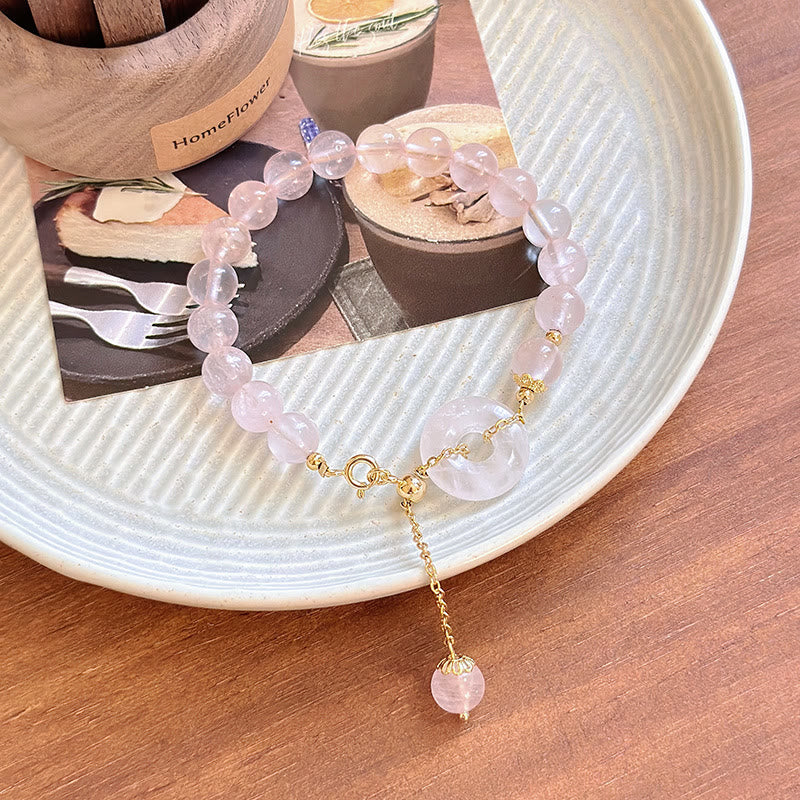 Buddhistblessing tempel Stones Natural Pink Crystal Beads Peace Buckle Self-acceptance Bracelet