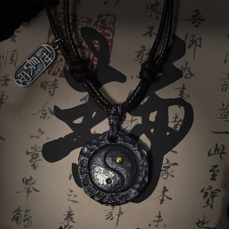 Buddhist Blessing 999 Sterling Silver Tai Chi Yin Yang Design Harmony Necklace Pendant