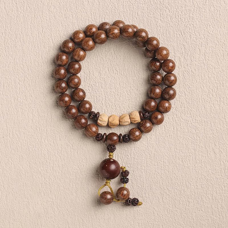 Buddhist Blessing Sandalwood Small Leaf Red Sandalwood Bodhi Seed Purification Double Wrap Bracelet