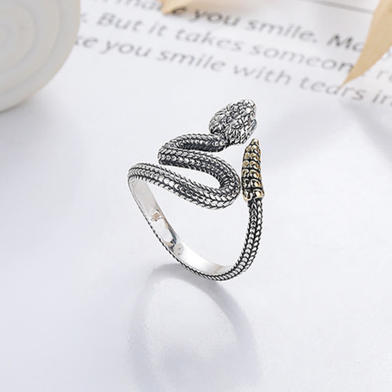 Buddhist Blessing 925 Sterling Silver Year Of The Snake Calm Balance Adjustable Ring