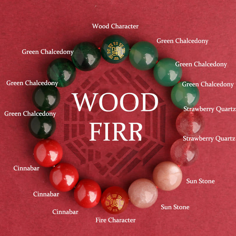 Buddhist Blessing Five Elements Various Agate Crystal Black Onyx Green Chalcedony Aquamarine Wisdom Bracelet