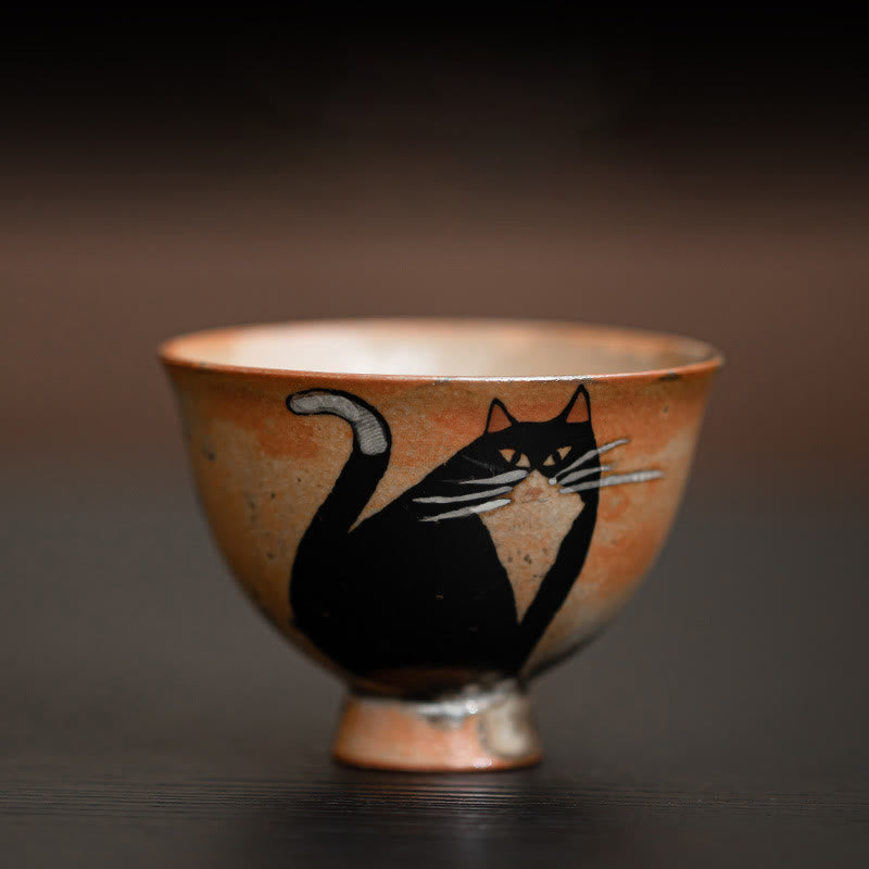 Buddhist Blessing Small Cute Cat Teacup Kung Fu Tea Cup 60ml