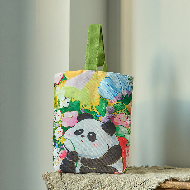Buddhist Blessing Panda Orchid Loquat Canvas Handbag