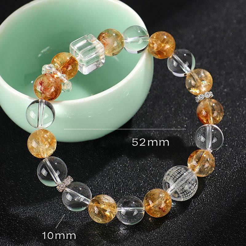 Buddhist Blessing Natural Citrine Pearl Topaz White Crystal Protection Bracelet