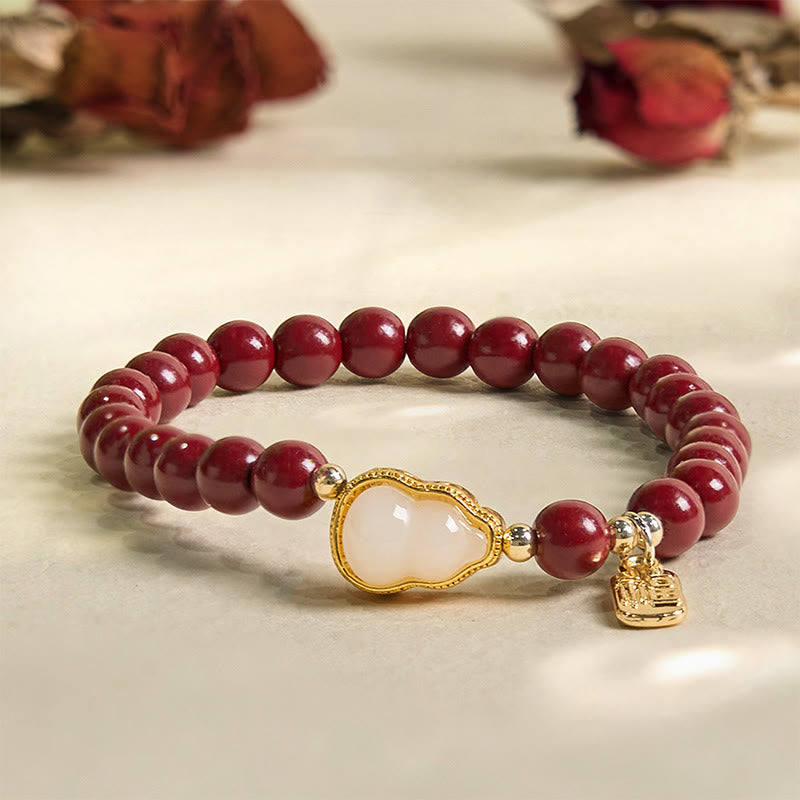 Buddhist Blessing Cinnabar Gourd Fu Character Charm Blessing Bracelet
