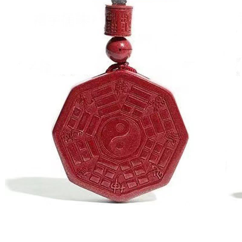 Buddhist Blessing Natural Cinnabar Bagua Taishang Laojun Fu Character Calm Necklace Pendant
