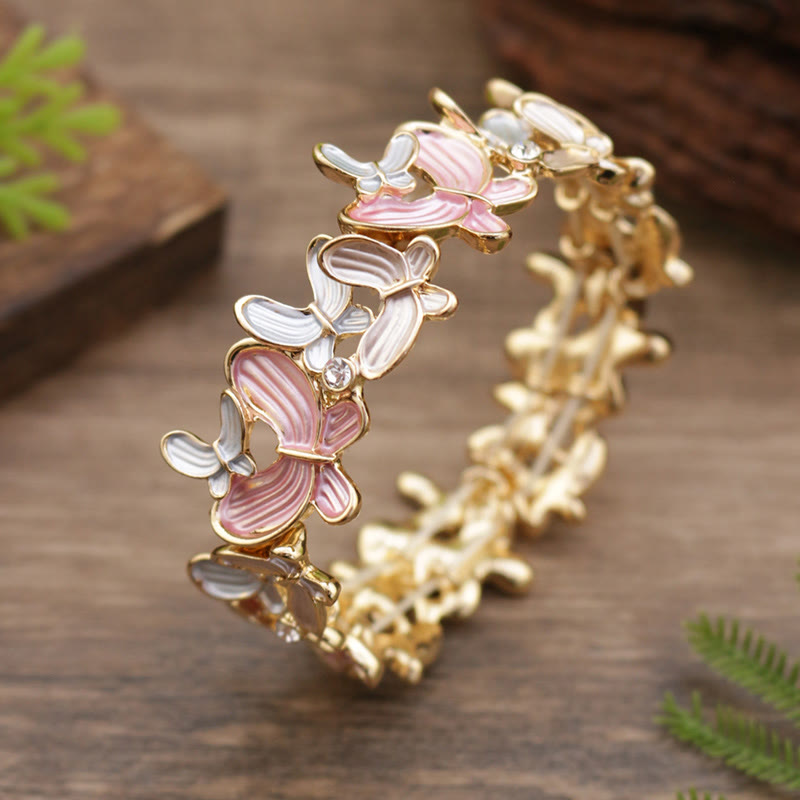 Buddhist Blessing Colorful Butterfly Love Alloy Elastic Bracelet Bangle