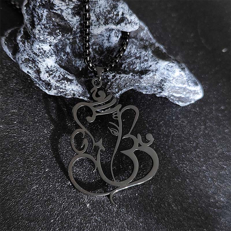 Buddhist Blessing Ganesh Elephant Stainless Steel Protection Necklace Pendant