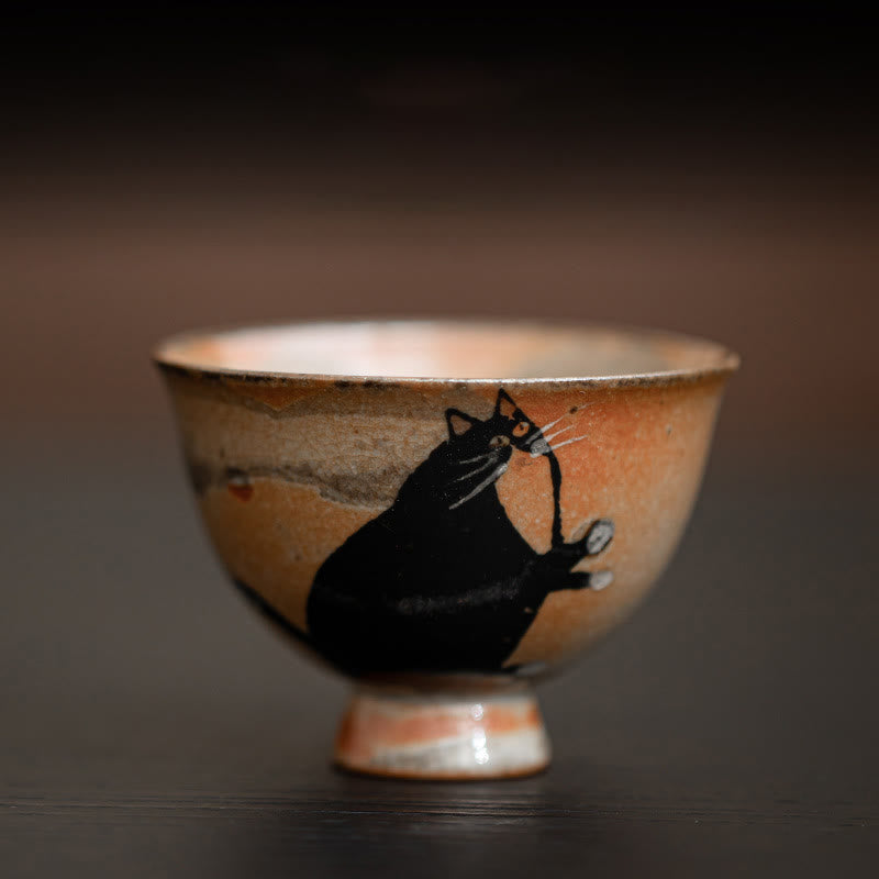Buddhist Blessing Small Cute Cat Teacup Kung Fu Tea Cup 60ml