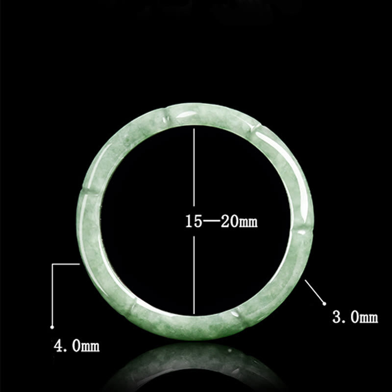 Buddhist Blessing Natural Bamboo Design Jade Abundance Ring
