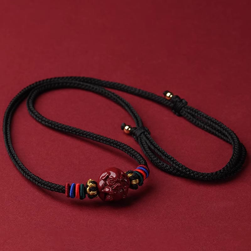 Buddhist Blessing Cinnabar Chinese Zodiac Black String Blessing Necklace Pendants
