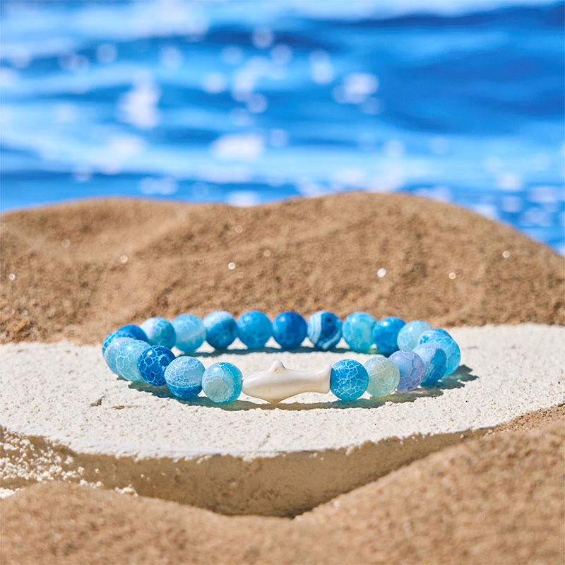 Buddhist Blessing Natural Agate Stone Shark Wisdom Bracelet