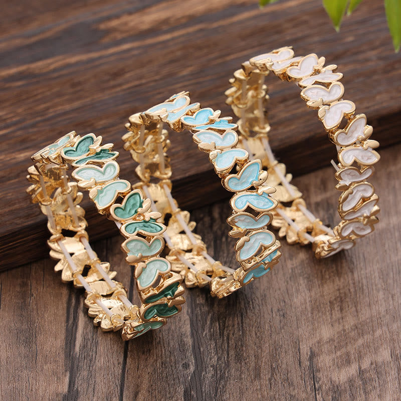 Buddhist Blessing Colorful Butterfly Freedom Alloy Elastic Bracelet Bangle