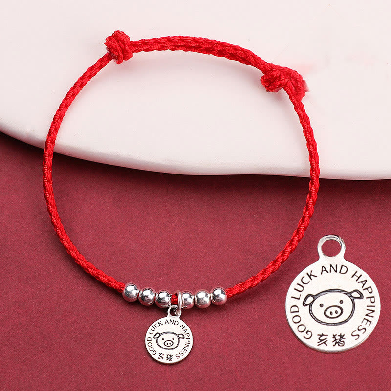 Buddhist Blessing Chinese Zodiac Kid Red String 999 Sterling Silver Protection Bracelet