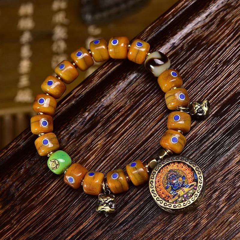 Buddhist Blessing Vintage Tibetan Bone Beads Braided Rope Positive Balance Bracelet