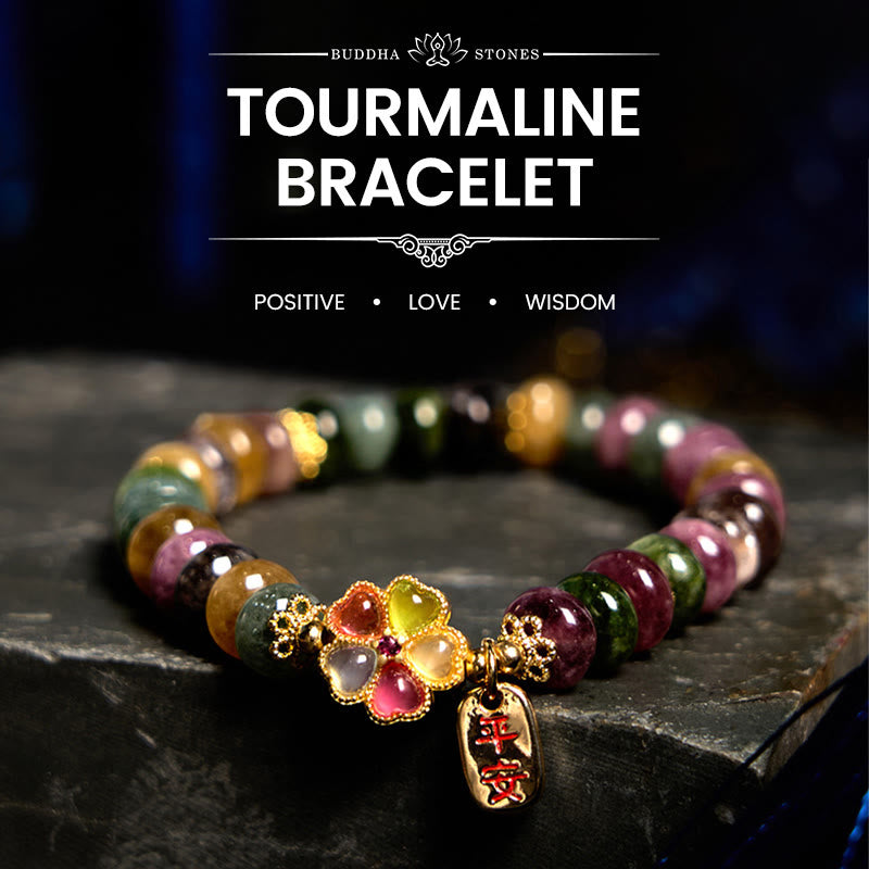 Buddhist Blessing Tourmaline Jade Safe And Well Love Bracelet