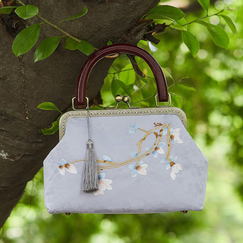Buddhist Blessing Flower Embroidery Handbag Crossbody Bag