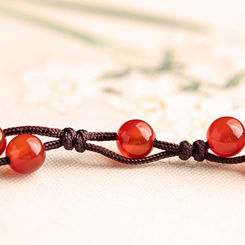 Buddhist Blessing Red Agate Moss Agate Cinnabar Calm Bracelet