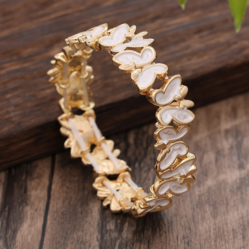 Buddhist Blessing Colorful Butterfly Freedom Alloy Elastic Bracelet Bangle