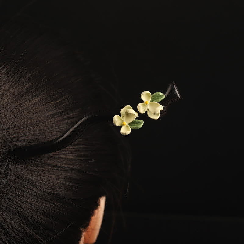 Buddhist Blessing Ebony Gardenia Petal Courage Hairpin
