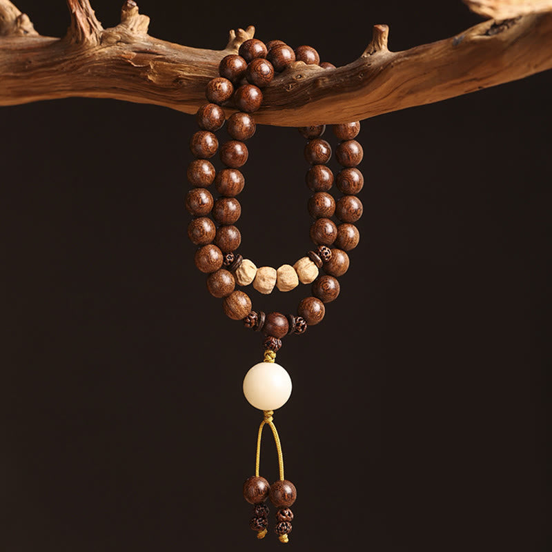 Buddhist Blessing Sandalwood Small Leaf Red Sandalwood Bodhi Seed Purification Double Wrap Bracelet