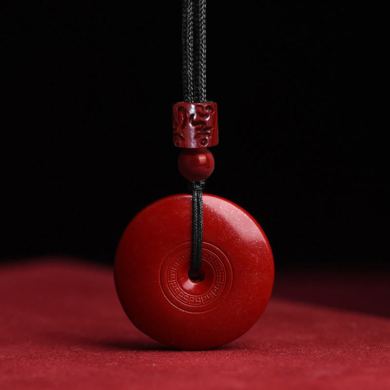 Buddhist Blessing Natural Cinnabar Lotus Peace Buckle Blessing Necklace String Pendant