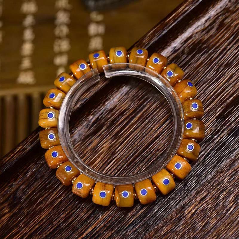 Buddhist Blessing Vintage Tibetan Bone Beads Braided Rope Positive Balance Bracelet