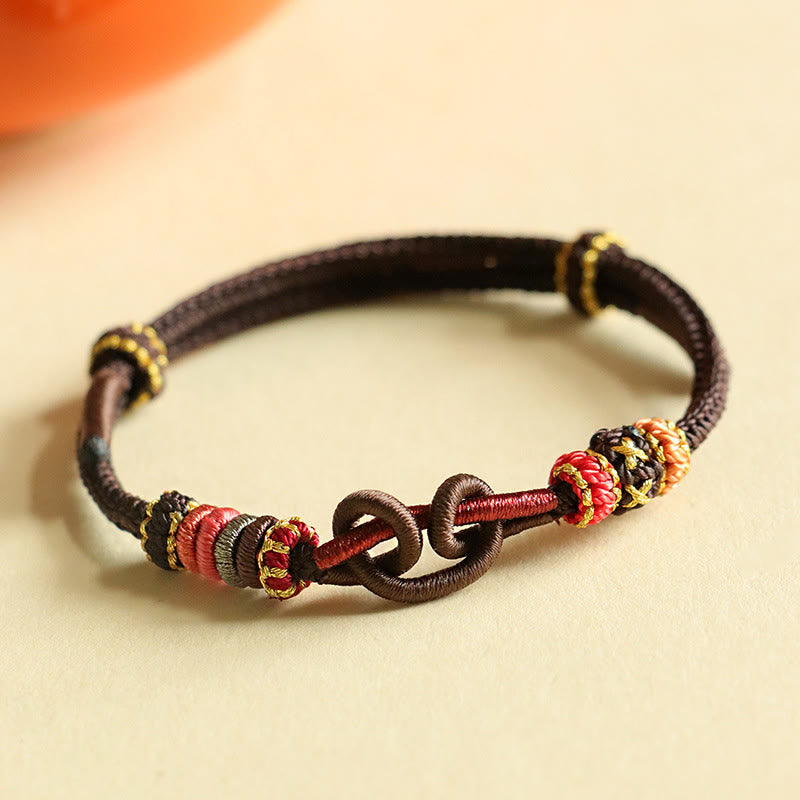 Buddhist Blessing Handmade Ingot Pattern Braided String Protection Bracelet