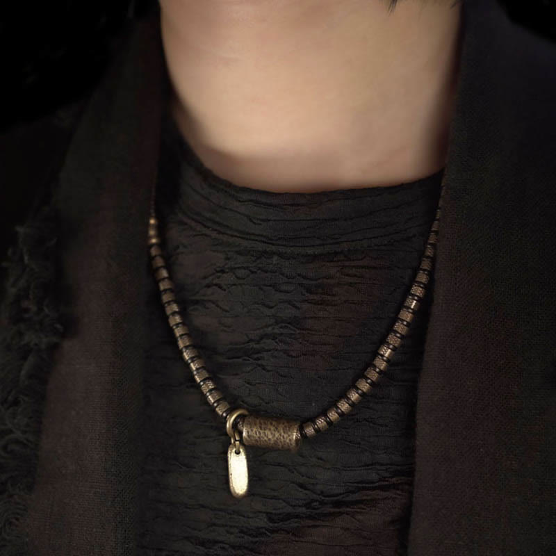 Buddhist Blessing Healing Tibetan Ebony Wood Beads Copper Multilayered Bracelet