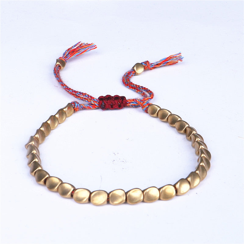 Buddhist Blessing Tibetan Copper Beads Healing Luck Bracelet