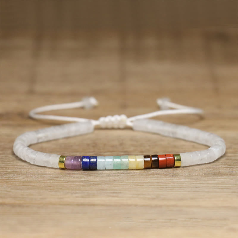 Buddhist Blessing Natural White Crystal Black Onyx Clarity Spacer Bead Bracelet