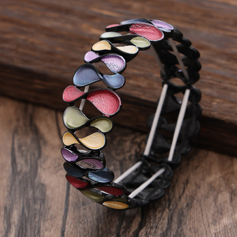 Buddhist Blessing Colorful Geometric Hollow 8-shaped Alloy Healing Elastic Bracelet Bangle