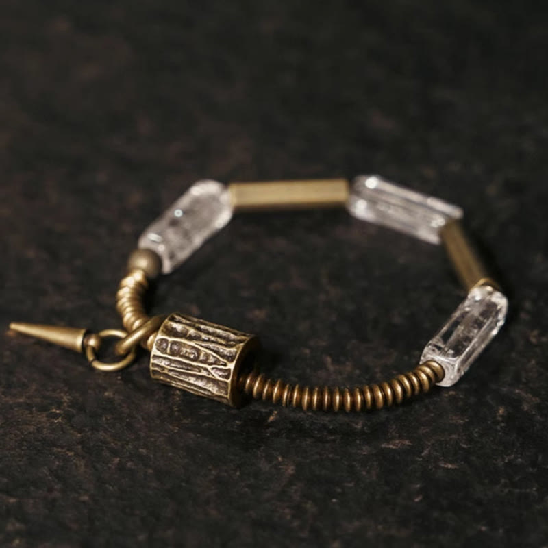 Buddhist Blessing Copper Square White Crystal Luck Bracelet