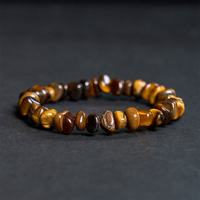 Buddhist Blessing Tiger Eye Irregular Blocks Courage Bracelet