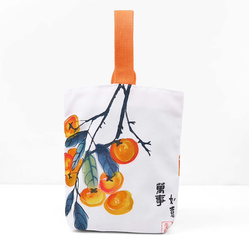 Buddhist Blessing Persimmon Canvas Handbag