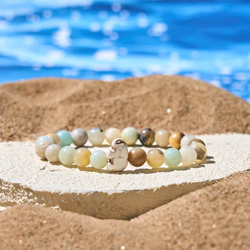Buddhist Blessing Natural Various Stones Elephant Spiritual Strength Bracelet